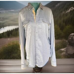 7- Diamonds Women's L Linen Blend Long elbow patches micro suede accents denim